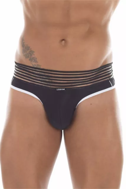 Herren String Tanga Look Me Idol Schwarz Gummibund Mini Slip Lycra Pants Erotik