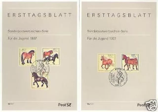 BRD 1997: Pferderassen! Jugendmarken-Ersttagsblätter der Nr. 1920 - 1924! 24-01