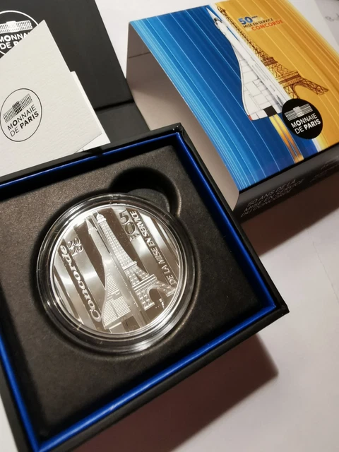 Pièce Commémorative Le Concorde 2019 - 5 Onces Argent 999‰ - 50€ - Tirage 250 Ex. BE - Coffret