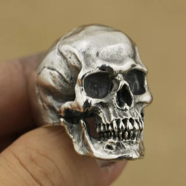 925 Sterling Silver High Detail Skull Ring Mens Biker Punk Ring TA50A US 7~15