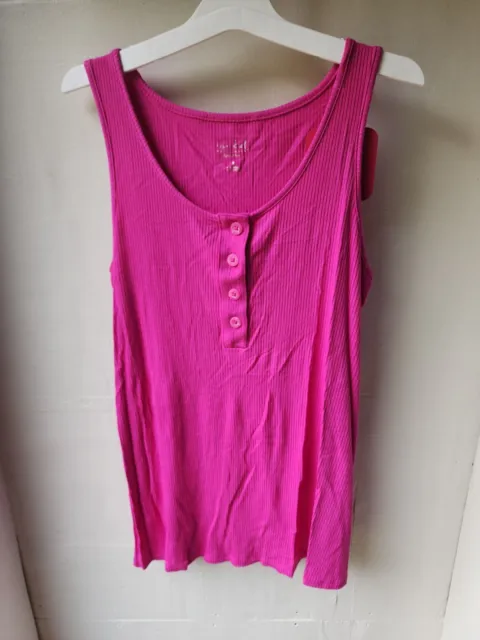 NWT Ingrid & Isabel Women's Maternity Tank Top Rib Button Front Hot Pink