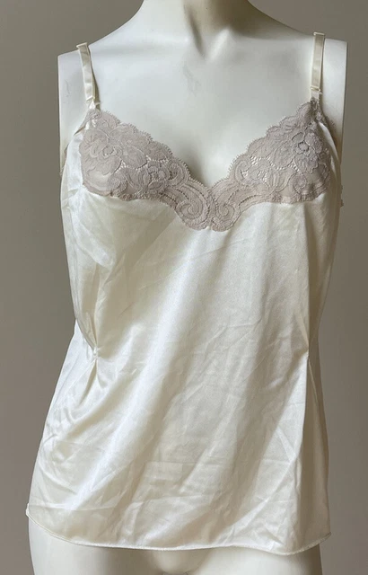 Vintage Vanity Fair Camisole Top Cami Top Lace Satin Nylon ANTRON III SIZE 34