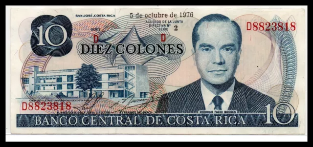 Costa Rica XF Note 10 Colones 1976 P-237a