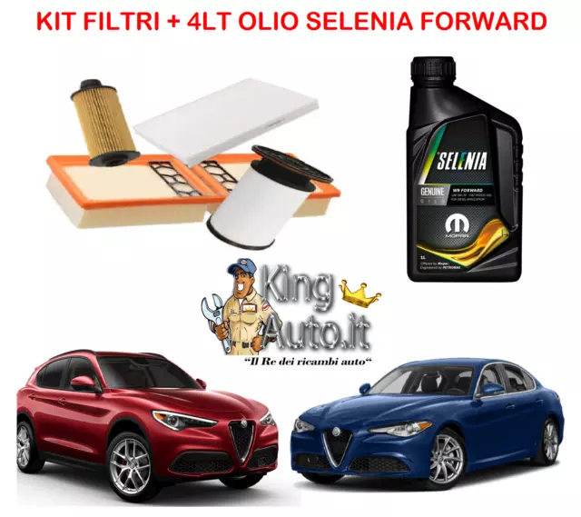 Kit Tagliando Filtri +4Lt Olio Selenia 0W30 Alfa Romeo Giulia Stelvio 2.2 D