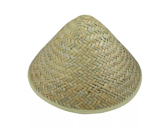 Asian Chinese Japanese Oriental Garden Conical Bamboo Rice Farmer Coolie Hat