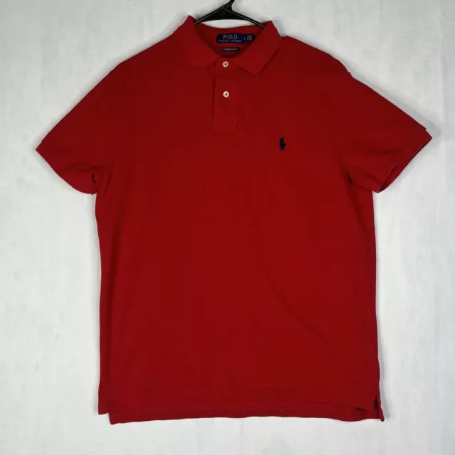 Polo Ralph Lauren Shirt Men Large Red Solid Custom Slim Fit Pony Preppy Nautical