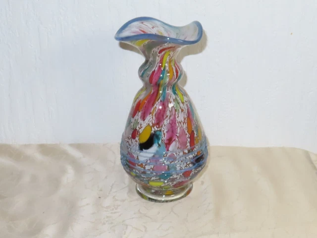 Vase Coupe En Verre Soufflé De Murano - Signé Cenedese - Milieu Du 20e - Polychrome