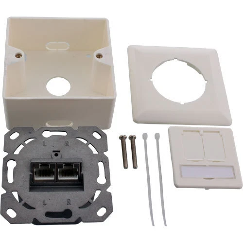 5x InLine® Cat.6 Anschlußdose, AP/UP 2x RJ45 Buchse, RAL9010, weiß, waagerecht