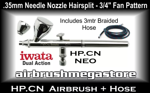 Iwata Neo Airbrush HP.CN .35mm Inc: 3mtr Braided Hose + Free Insured Post