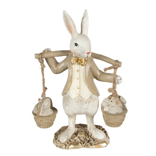 Clayre Eef Conejo de Pascua Decoración Hombre Pollito en la Cesta 17x12x6 CM