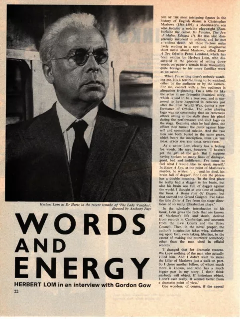 (F&F23) Article & Picture, Herbert Lom In Interview