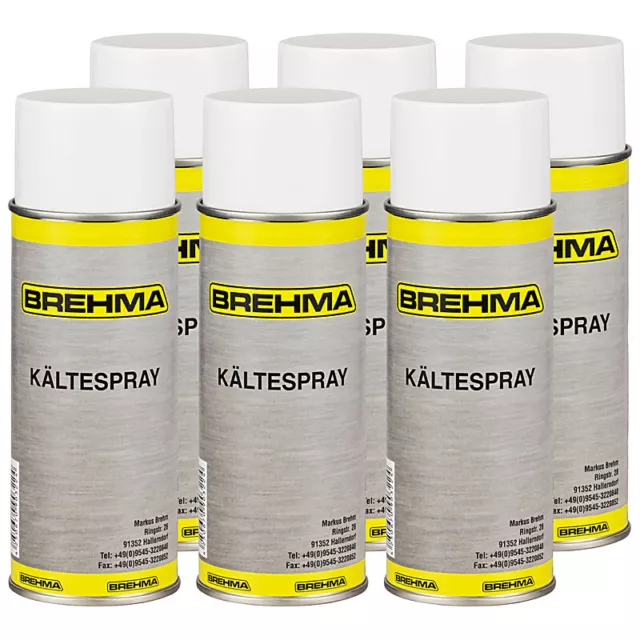 6x BREHMA Kältespray Eisspray Kälte Vereisungsspray Kühlspray 400ml -45°C Griff