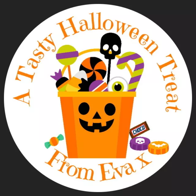 Personalised Glossy Halloween Labels Trick Or  Treat Party Sweet Cone Stickers