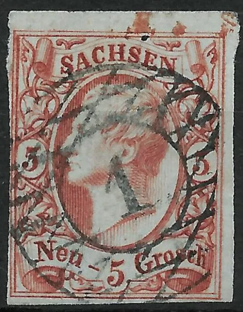 SACHSEN 1856; MiNr. 12a ; 5 Ngr.; BPP Befund ; oberer Druckbogenrand