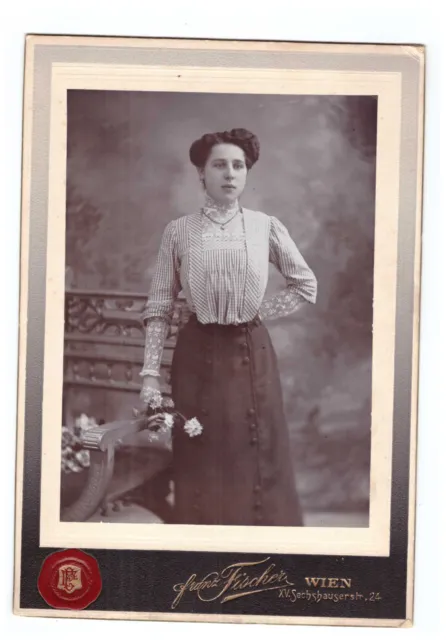 Original Cabinet Woman with Flowers Franz Fischer Vienna