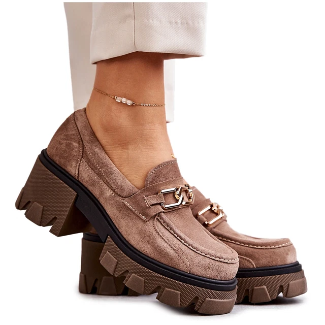 PL5 Suede High Heels With Golden Brown Lurdes Decoration beige