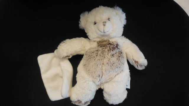 doudou peluche ours Flocons + mouchoir blanc marron chiné BABY NAT' (2 dispo)