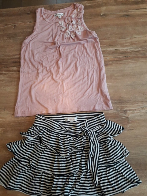 Girls M&S clothes Bundle, Vest Top with beautiful strip layered skirt Age 10
