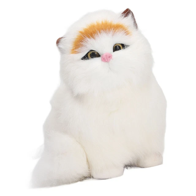 LES YEUX OUVERTS) Figurine De Chat En Fausse Fourrure Décoration