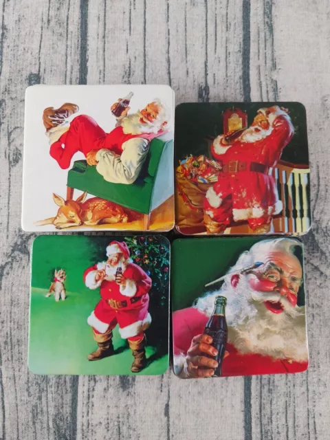 Coca Cola Santa Claus Christmas Drink Coasters Coke Cork Backing Lot Of (40)