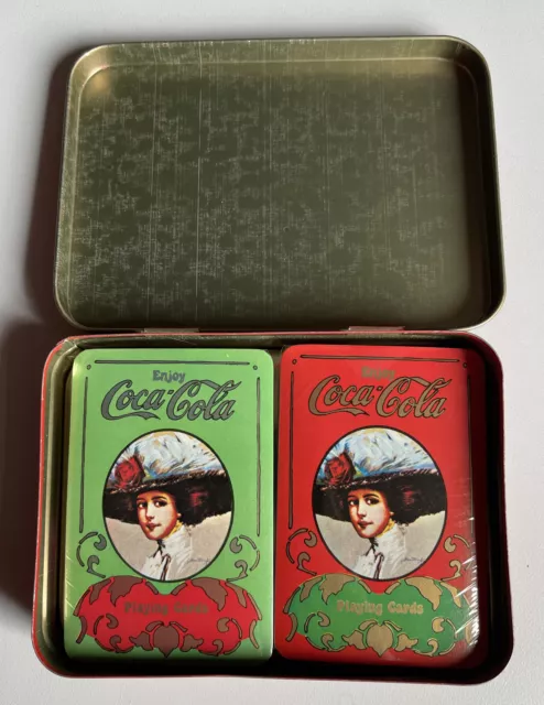 Vintage Coca-Cola Playing Cards (sealed 2 pack) In Collectible Tin -Fancy Lady