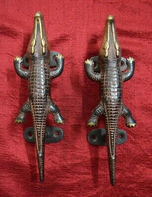 Alligator Shape Decorative Door Handle Pair Handcraft Brass Gate Puller VR421