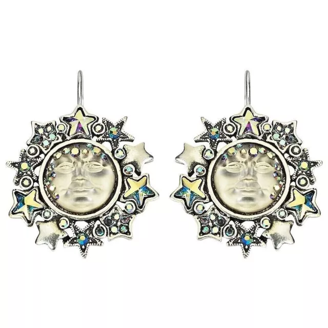 KIRKS FOLLY Galaxy Goddess Seaview Moon Leverback Earrings silver ox / stormy