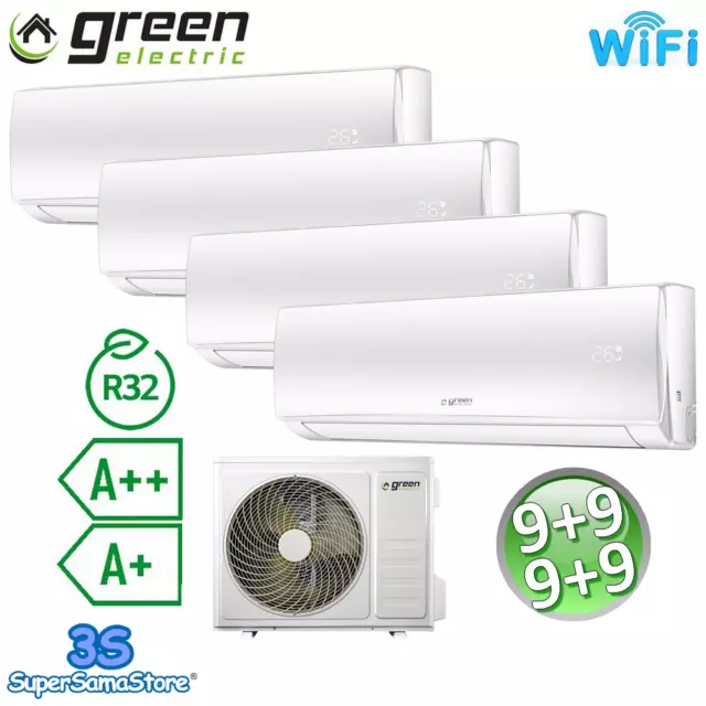 3S Climatiseur Multi 4 Split 9+9+9+9 Btu R32 A++/A+ Green Electric Evo Wifi