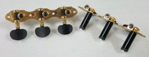 Gold plated Classical Guitar tuner peg free friction Ebony button 405GK-E2-S4