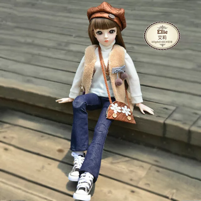 Girls Gift 1/3 BJD Doll Moveable Joints Body Face Makeup Eyes Clothes Shoes Toy