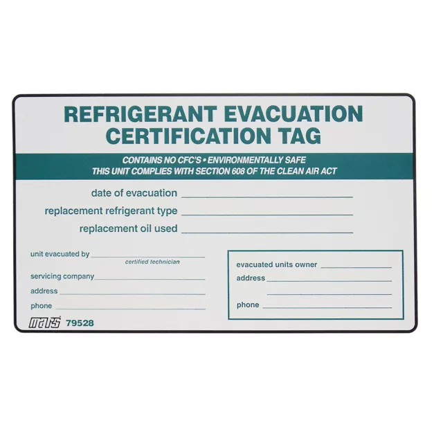 Evacuation Certification Label , SOLD EACH