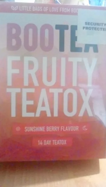 Short Expiry Bootea Fruity Teatox Sunshine Berry Flavour. 14 Day Teatox. Sealed