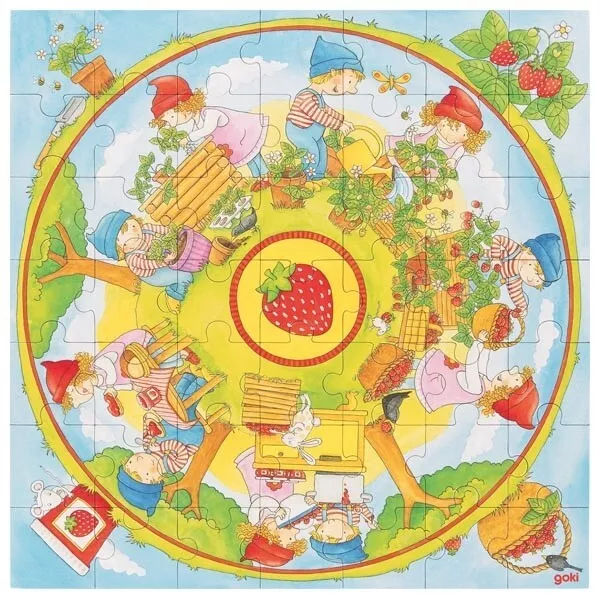 Goki 57442 - Wir pflanzen Erdbeeren, XXL-Puzzle, 49 Teile Anzahl Teile: 49, Ma..