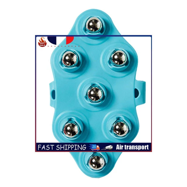 Hand Held Body Massager 7-Ball Massage Glove for Back Neck Foot (Blue)
