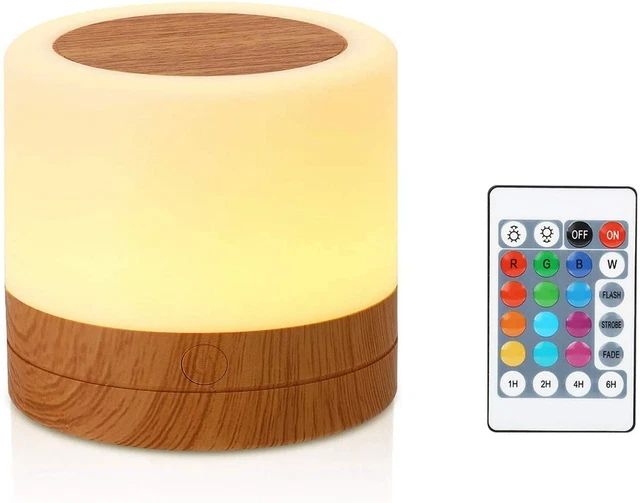 Luce Notturna Lampada Comodino LED Bambini Telecomando Controllo Touch Luminosa