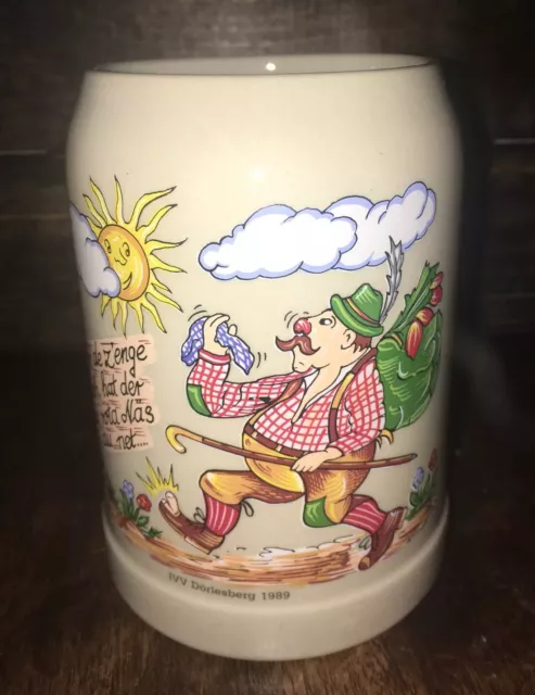 RARE vtg Pottery Stoneware German beer mug stein IVV Dorlesberg 1989 HOBO TOE