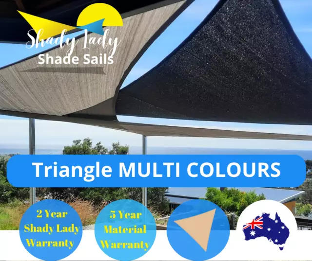 Shady Lady Triangle Shade Sail Multi Sizes 280GSM Sand Black Grey Beige 95% UV