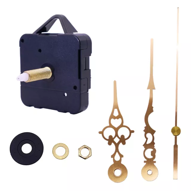 Practical Quartz Clock Movement Mechanism Long Spindle Gold Metal Hands Kit DIY