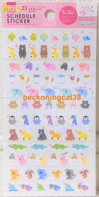 DAISO / Yurutto Life Fruits Bear Rabbit Cat Sticker Sheet / Made in Japan