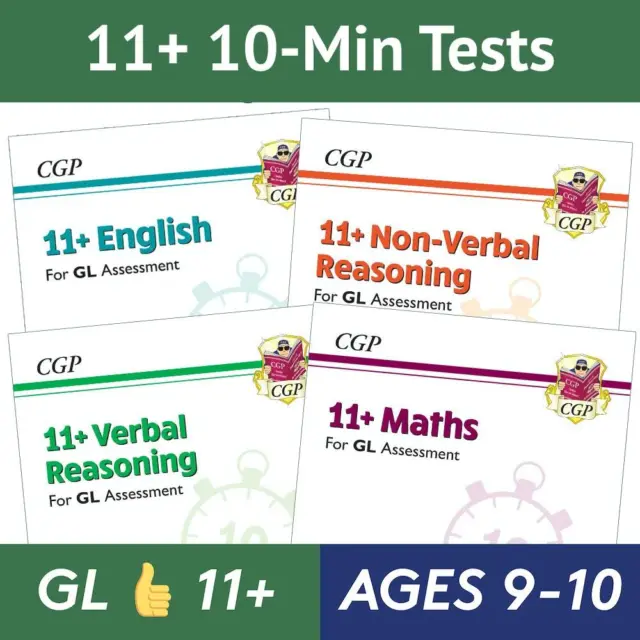 11 Plus Books Bundle (for GL) 10-Min Tests [ Ages 9-10 ] with Answers - CGP NEW