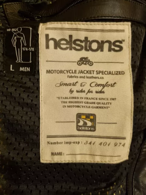 Helstons blouson race cuir aniline noir moto, état neuf Taille L