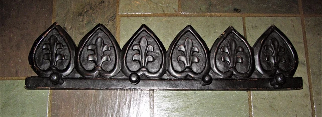 Flor De Lis 2' Wall Mount Hooks Coat Rack Hanger Hand Carved Black Wood Thailand