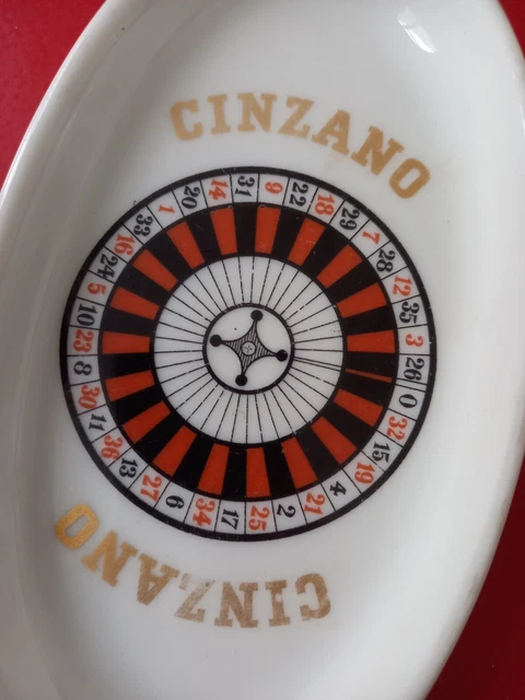 Cendrier CINZANO " CASINO " publicitaire ancien porcelaine roulette Apéritif jeu