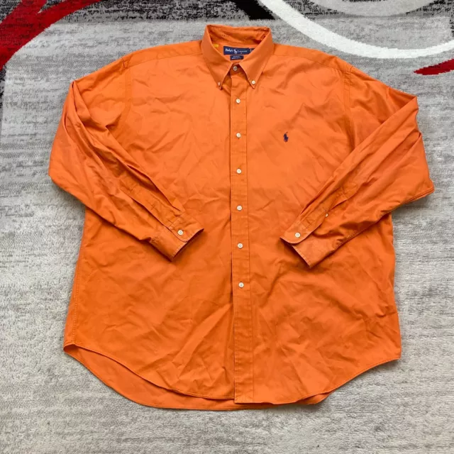 Polo Ralph Lauren Blake Button Up Shirt Extra Large Orange Pony Dress Rugby Mens