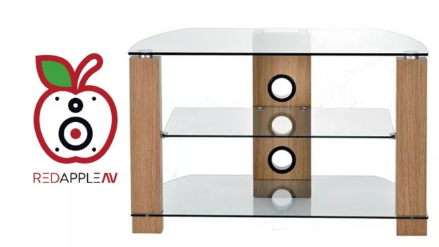 TTAP Vision TV Stand in Oak Venner With 3 Clear Glass Shelves 800mm Wide 43" TV