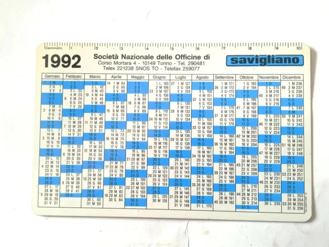 Calendario    Officine   Savigliano   1992