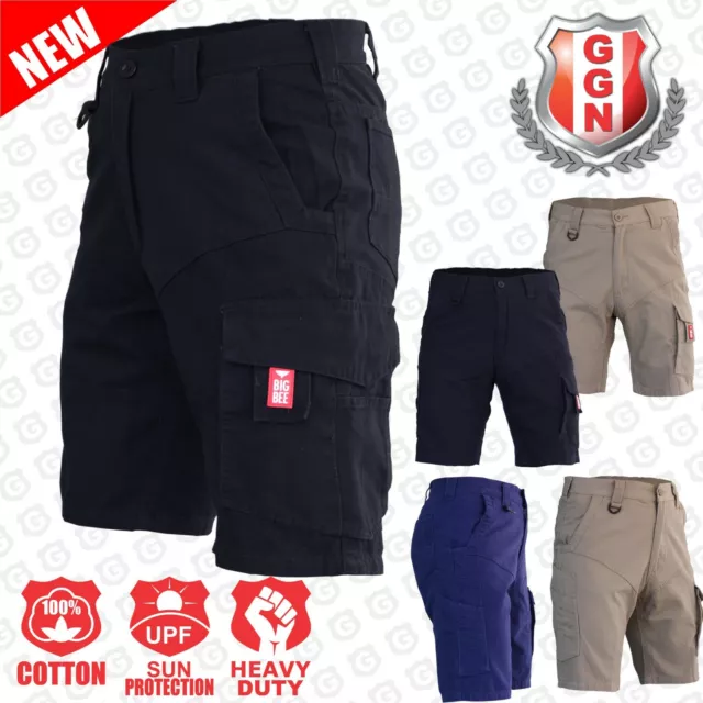 Cargo Shorts Mens Work Wear Cotton Drill UPF 50+ 13 pockets Modern Fitting