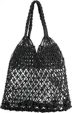 Handmade Straw Bag Travel Beach Fishing Net Handbag Shopping Woven Shoulder  Bag For Women