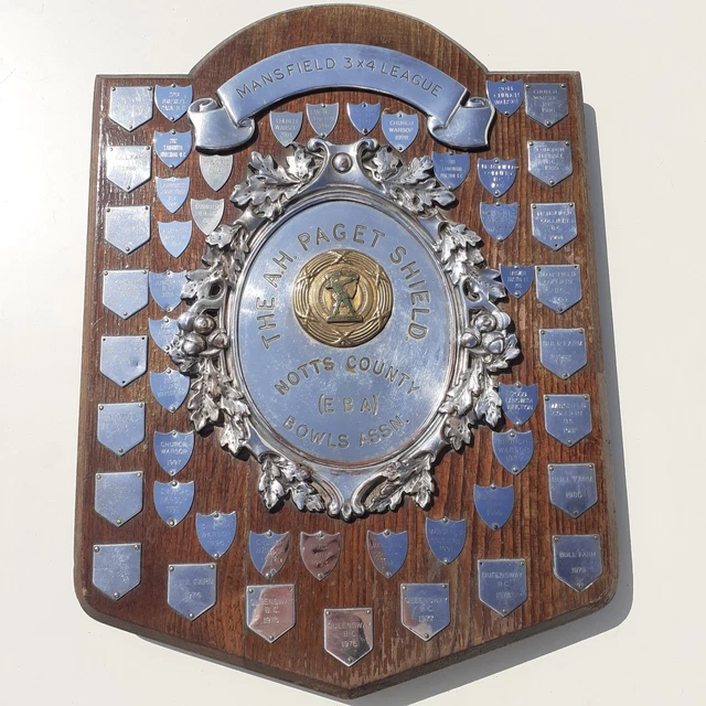 VINTAGE ANTIQUE Wooden Shield Award Trophy 1965