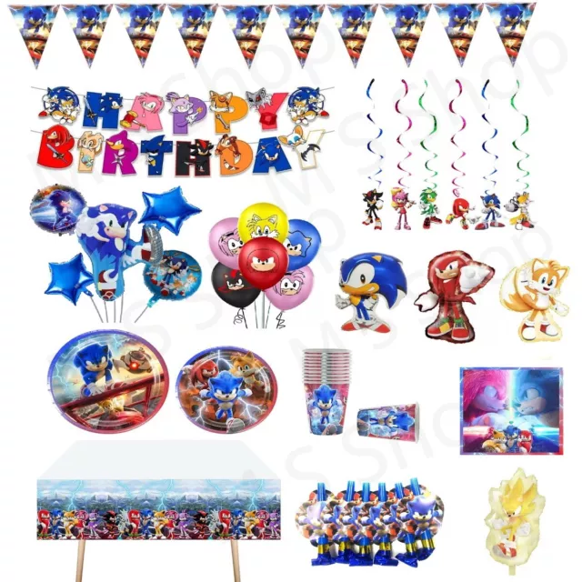 Sonic party supplies Plates cups Theme Balloons Banner Kids Birthday decoration